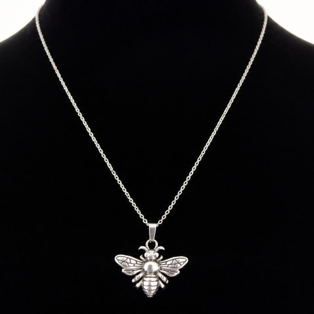 Silver Bee Pendant Necklace - Women Jewelry